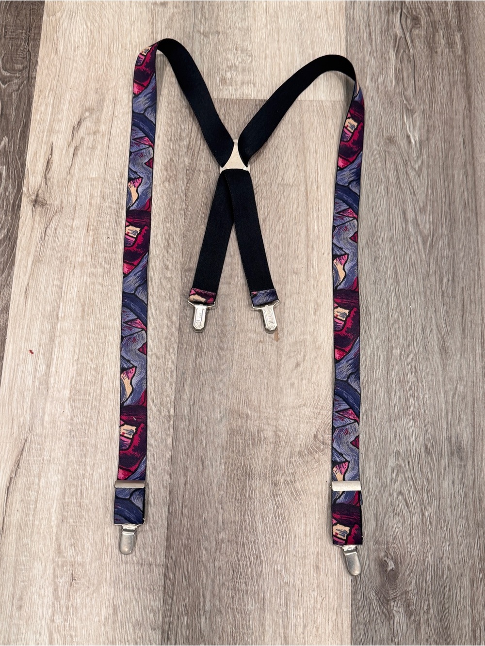 Vintage Pelican USA Suspenders Mens Swirly Colorful 80’s 90’s